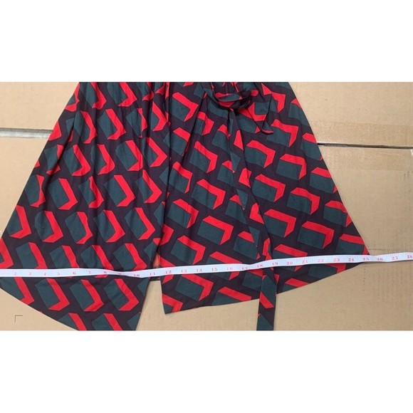 Diane Von Furstenberg Vintage Womens Silk Geometric‎ Wrap Dress Red Black 00 - Picture 13 of 14